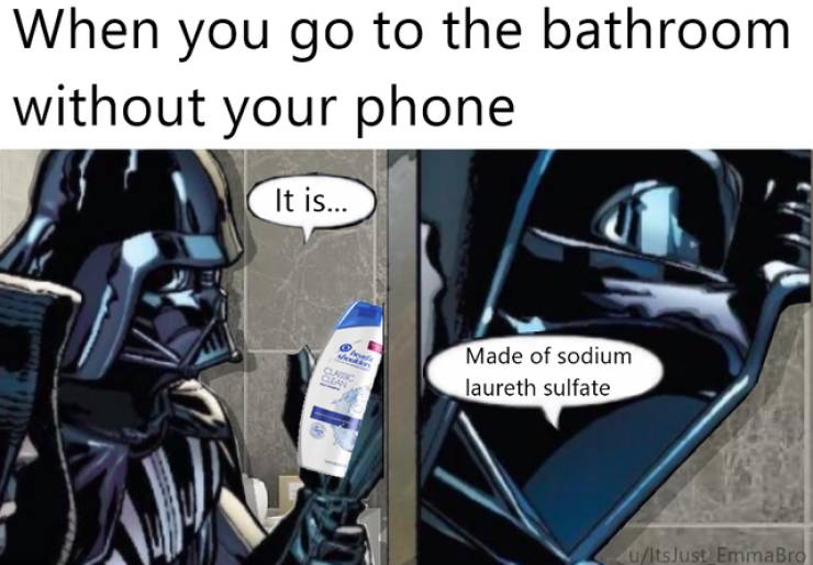 acceptable darth vader meme template - When you go to the bathroom without your phone It is... Made of sodium laureth sulfate uitslust EmmaBro