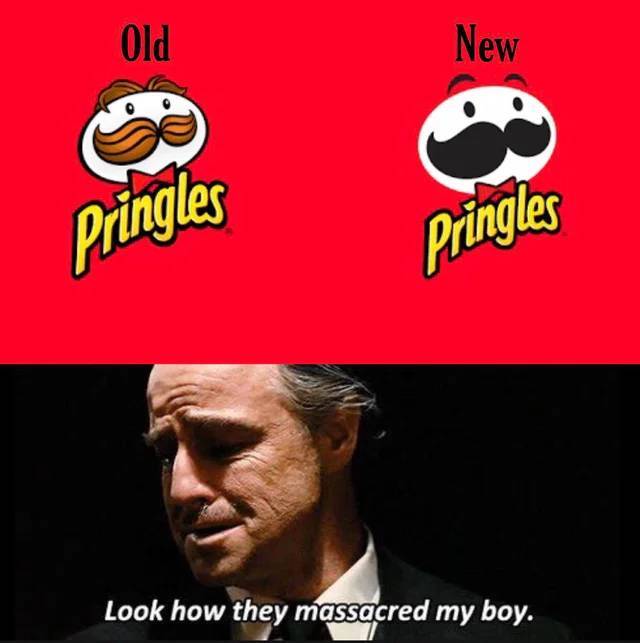 god of high school memes - Old New Pringles Pringles Look how they massacred my boy.