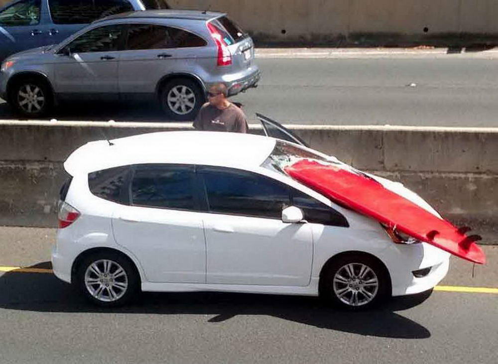 surfboard in car