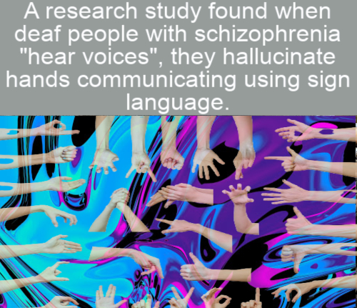 graphic design - A research study found when deaf people with schizophrenia "hear voices", they hallucinate hands communicating using sign language.