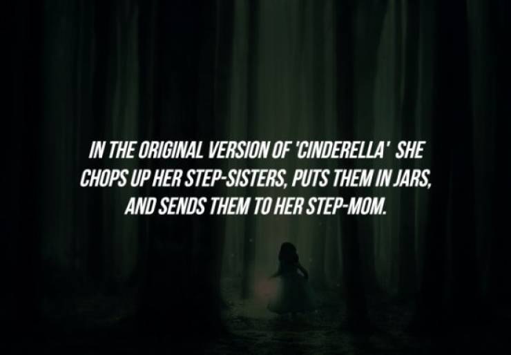 darkness - In The Original Version Of Cinderella' She Chops Up Her StepSisters, Puts Them In Jars, And Sends Them To Her StepMom.