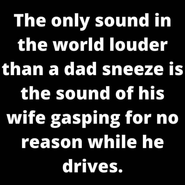 moment when you are tired - The only sound in the world louder than a dad sneeze is the sound of his wife gasping for no reason while he drives.