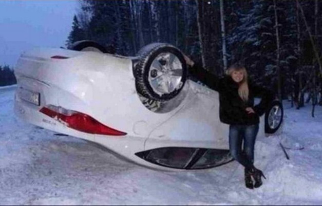 mercedes crashed in snow