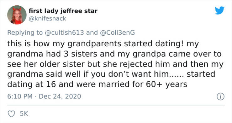 funny compilation twitter - first lady jeffree star and this is how my grandparents started dating! my grandma had 3 sisters and my grandpa came over to see her older sister but she rejected him and then my grandma said well if you don't want him...... st