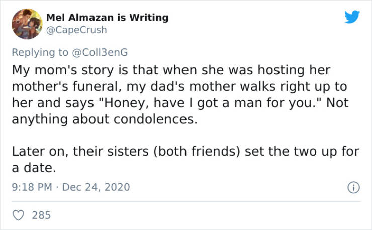 trump typo tweet smocking - Mel Almazan is Writing My mom's story is that when she was hosting her mother's funeral, my dad's mother walks right up to her and says "Honey, have I got a man for you." Not anything about condolences. Later on, their sisters 