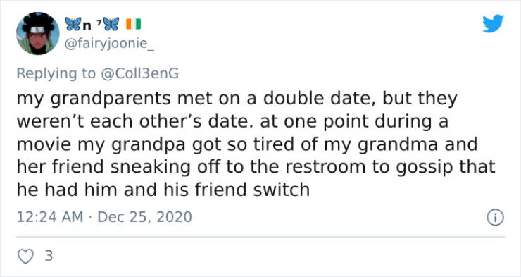 Just Don't Understand - Vn K I my grandparents met on a double date, but they weren't each other's date. at one point during a movie my grandpa got so tired of my grandma and her friend sneaking off to the restroom to gossip that he had him and his friend