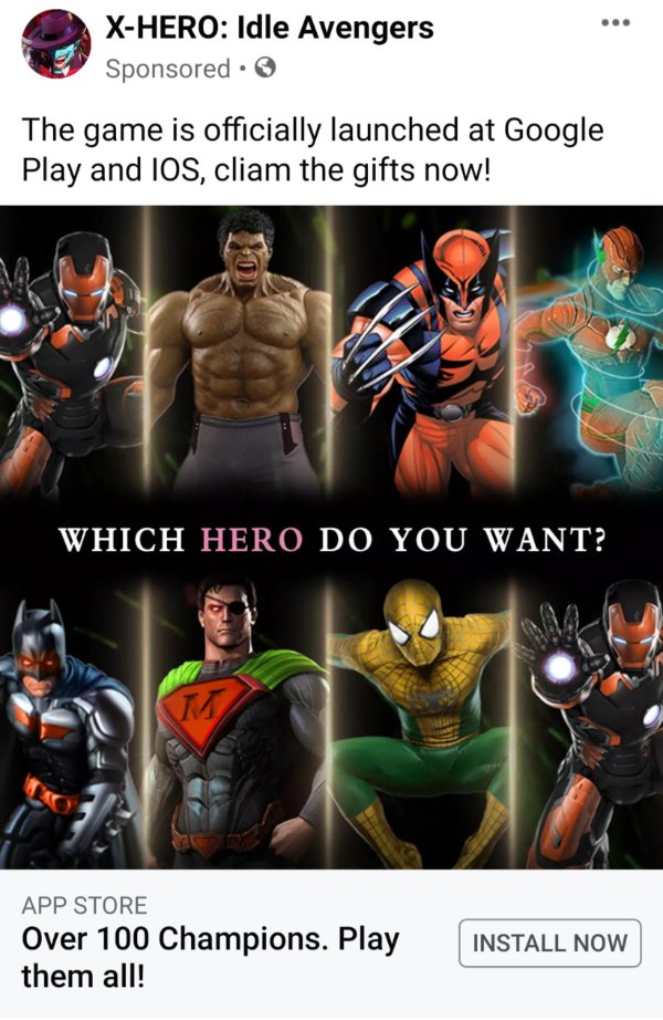 superhero - XHero Idle Avengers Sponsored 3 The game is officially launched at Google Play and Ios, cliam the gifts now! Which Hero Do You Want? M App Store Over 100 Champions. Play them all! Install Now