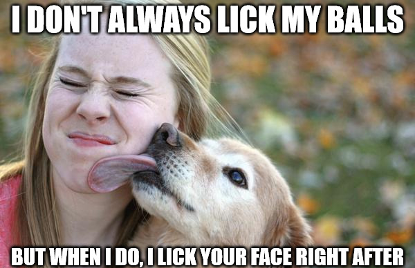 “Two guys are walking down the street when they see a dog licking his balls. One guy says, “I wish I could do that.” The other replies, “… well maybe just try petting him first.”