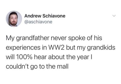 justin bieber tweet jungkook - Andrew Schiavone My grandfather never spoke of his experiences in WW2 but my grandkids will 100% hear about the year couldn't go to the mall