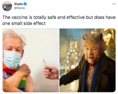 Ian McKellen - Slade The vaccine is totally safe and effective but does have one small side effect
