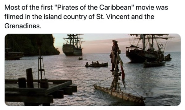 pirates of the caribbean the curse - Most of the first "Pirates of the Caribbean" movie was filmed in the island country of St. Vincent and the Grenadines.