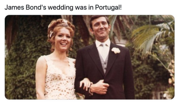 diana rigg bond - James Bond's wedding was in Portugal!