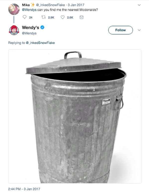 garbage can - Mika can you find me the nearest Mcdonalds? 24 t2 26K Wendy's Snowflake Dis