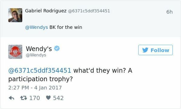 media - Gabriel Rodriguez 6h Bk for the win Wendy's what'd they win? A participation trophy? ht7 170 542