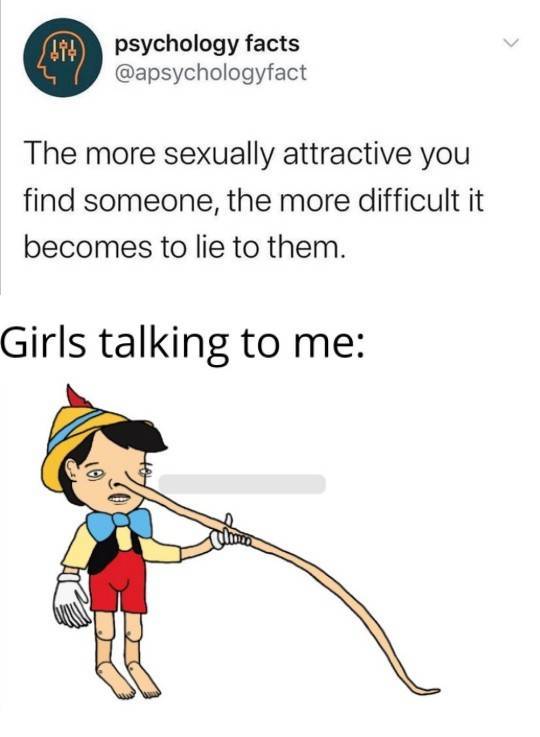 cartoon - 114 psychology facts The more sexually attractive you find someone, the more difficult it becomes to lie to them. Girls talking to me