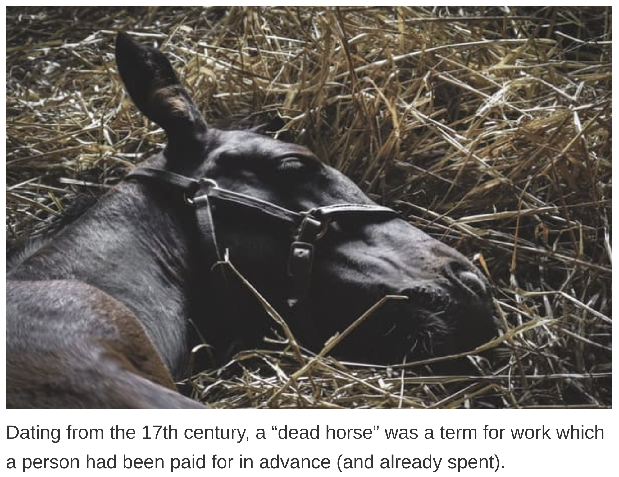 etymology english language - Dating from the 17th century, a dead horse was a term for work