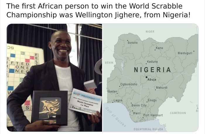 presentation - The first African person to win the World Scrabble Championship was Wellington Jighere, from Nigeria! Niger Sokoto Os Kano Maiduguri Fel Benin Kaduna 3 Ifted One Nec Nigeria Abuja Ogbomosho Makurdi Ibadan Lagos World Champion Is Place .Enug