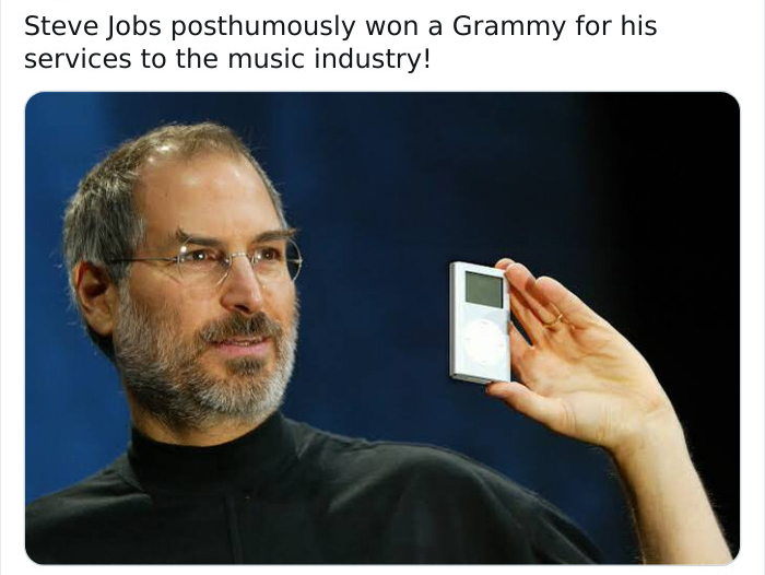 steve jobs vs - Steve Jobs posthumously won a Grammy for his services to the music industry!