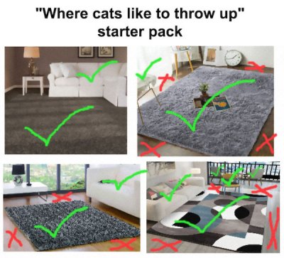 angle - "Where cats to throw up" starter pack X
