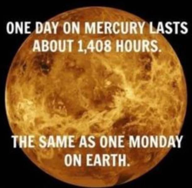 venus planet - One Day On Mercury Lasts About 1,408 Hours. The Same As One Monday On Earth.