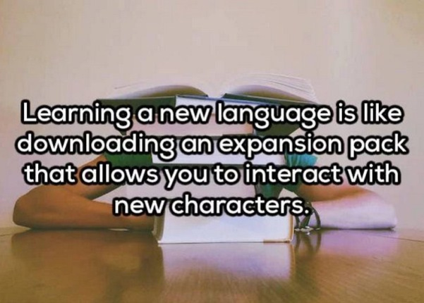 photo caption - Learning a new language is downloading an expansion pack that allows you to interact with new characters.