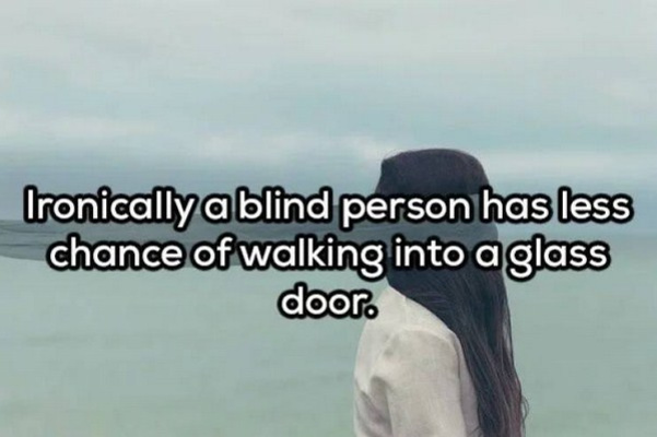 sky - Ironically a blind person has less chance of walking into a glass door.