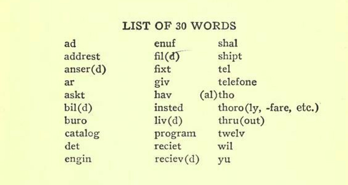 That from 1906-1920, there was a movement in the US to remove all silent letters and irregular spellings from the English language (eg: although->altho), funded by Andrew Carnegie and supported by Teddy Roosevelt.