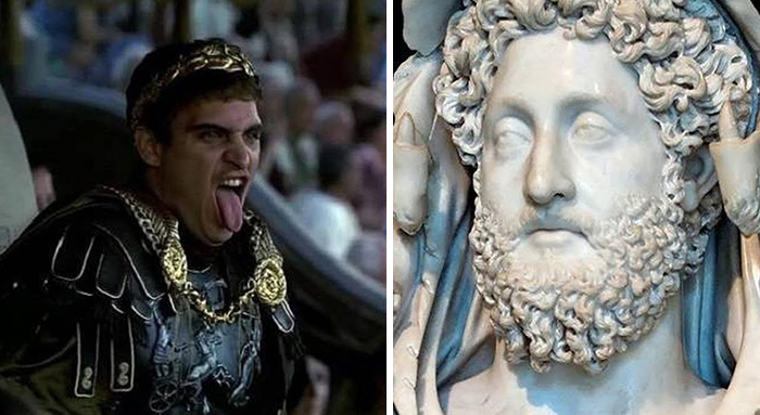 In the film Gladiator (2000), Emperor Commodus was killed by Maximus in the Colosseum. In reality, Commodus was strangled to death in the bath by the wrestler Narcissus. In the film, Marcus Marcus Aurelius was murdered by Commodus. In reality he died from the Antonine Plague.