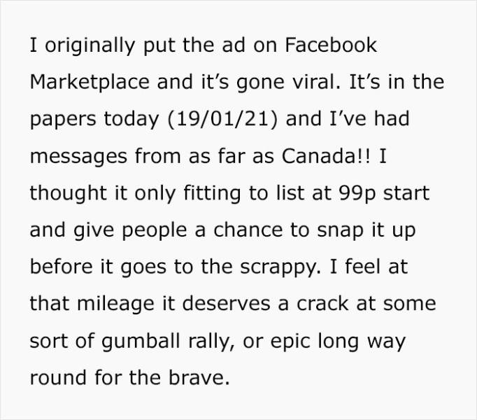 handwriting - originally put the ad on Facebook Marketplace and it's gone viral. It's in the papers today 190121 and I've had messages from as far as Canada!! I thought it only fitting to list at 99p start and give people a chance to snap up before it goe