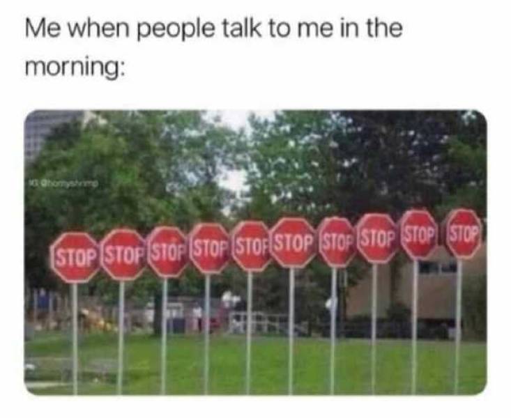 stop signs meme - Me when people talk to me in the morning mere Stor Grop for Stop Stop Stop Stop Stop Stop Stop Stop Stop Stop
