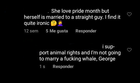 atmosphere - She love pride month but herself is married to a straight guy. I find it quite ironic 12 sem 5 Me gusta Responder i sup port animal rights and I'm not going to marry a fucking whale, George 1s Responder