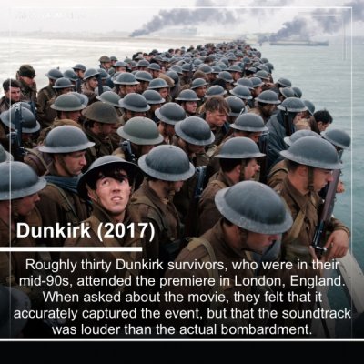 dunkirk image film - Dunkirk 2017 Roughly thirty Dunkirk survivors, who were in their mid90s, attended the premiere in London, England. When asked about the movie, they felt that it accurately captured the event, but that the soundtrack was louder than th