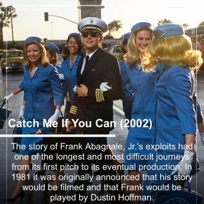 catch me if you can amy acker - Catch Me If You Can 2002 The story of Frank Abagnale, Jr.'s exploits had one of the longest and most difficult journeys from its first pitch to its eventual production. In 1981 it was originally announced that his story wou