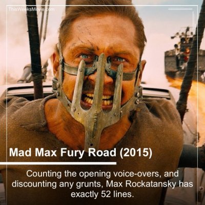 mad max fury road smiling - The Works Movie Mad Max Fury Road 2015 Counting the opening voiceovers, and discounting any grunts, Max Rockatansky has exactly 52 lines.