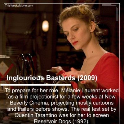 shoshanna inglourious basterds - ThisWeeks Movie.com Inglourious Basterds 2009 To prepare for her role, Mlanie Laurent worked as a film projectionist for a few weeks at New Beverly Cinema, projecting mostly cartoons and trailers before shows. The real tes