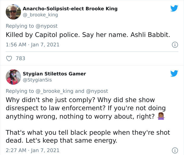 funny comments - Killed by Capitol police. Say her name. Ashli Babbit. - Why didn't she just comply? Why did she show disrespect to law enforcement? If you're not doing anything wrong, nothing to
