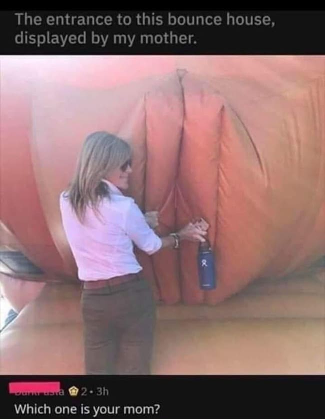 mouth - The entrance to this bounce house, displayed by my mother. amuraia 2.3h Which one is your mom?