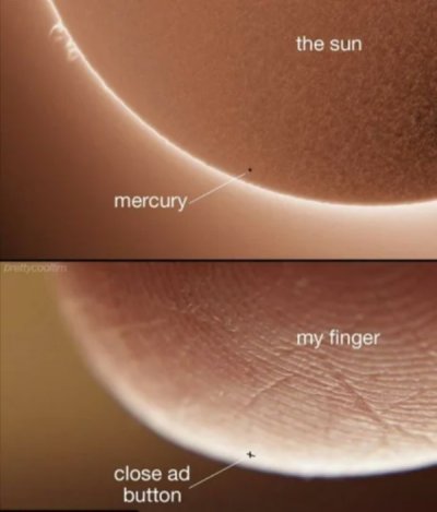Advertising - the sun mercury my finger close ad button