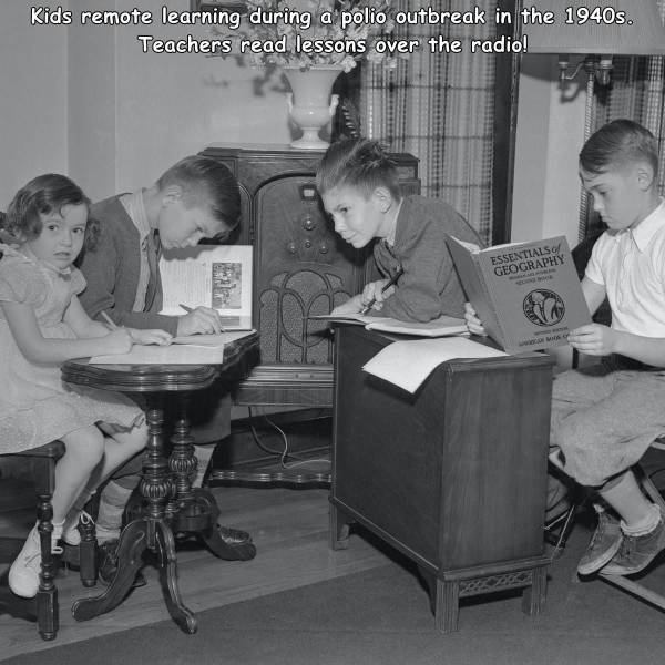 two way radio home study student australia old days - Kids remote learning during a polio outbreak in the 1940s. Teachers read lessons over the radio! Essentials Geography