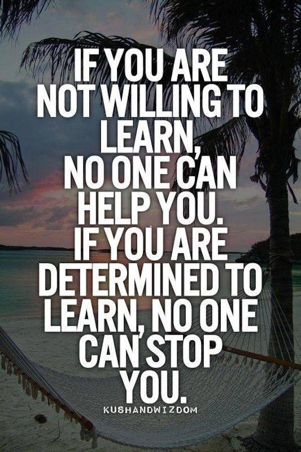 inspirational quotes about education - If You Are Not Willing To Learn. No One Can Help You. If You Are Determined To Learn. No One Can Stop You. Kushandwizdom
