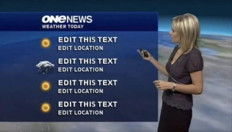 newscaster - Onenews Weather Today Edit This Text Edit Location Edit This Text Edit Location Edit This Text Edit Location Edit This Text Edit Location