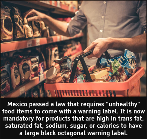 cool facts -- Mexico passed a law that requires unhealthy food items to come with a warning label