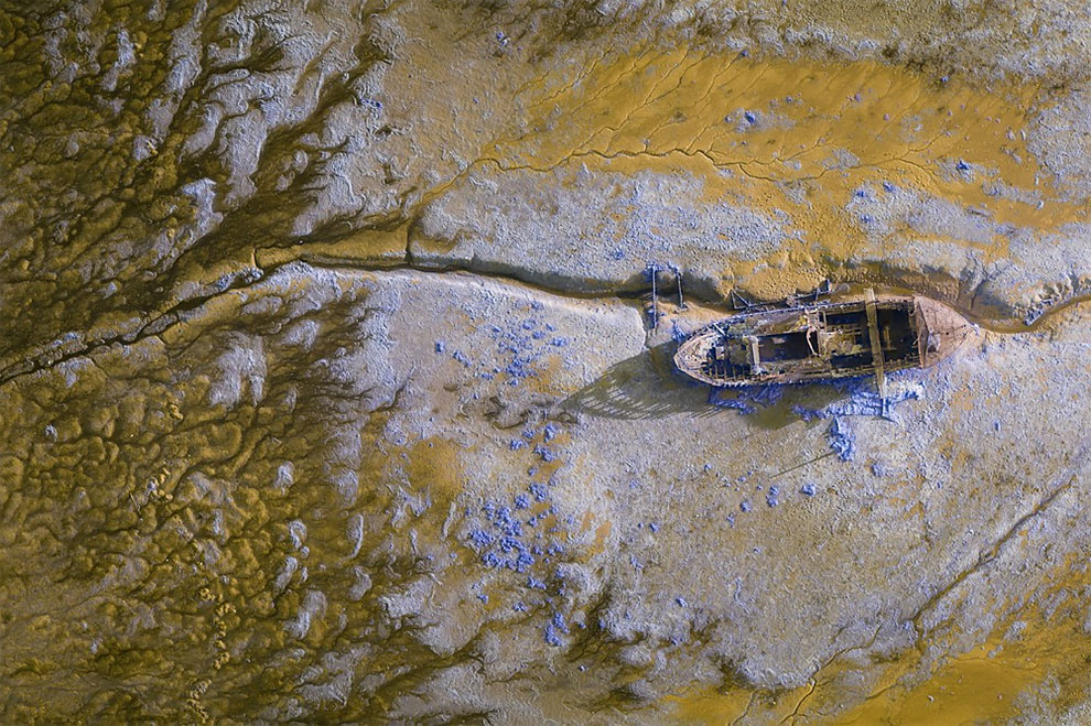 Derelict Boat from Above, in the aerial category. (Photo by Ewan J. Richards)