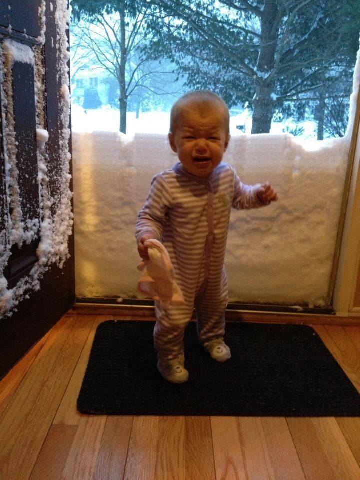 toddler crying snow