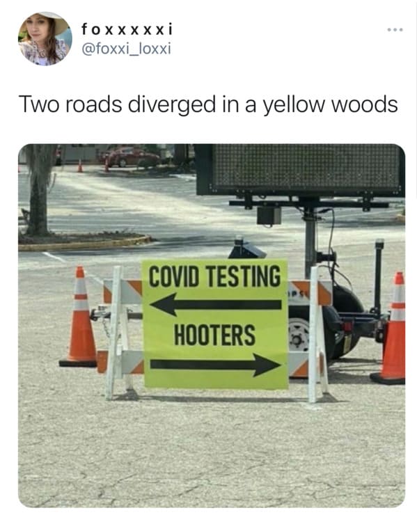 covid testing hooters - foxx xxxi Two roads diverged in a yellow woods Covid Testing $ Hooters