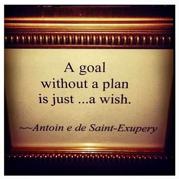 goal motivational thoughts - A goal without a plan is just ...a wish. ~~Antoin e de SaintExupery