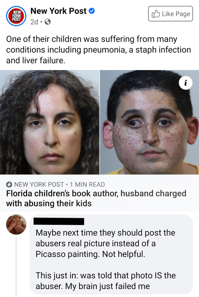 head - Ney New York Post Page As 2d. One of their children was suffering from many conditions including pneumonia, a staph infection and liver failure. New York Post 1 Min Read Florida children's book author, husband charged with abusing their kids Maybe 