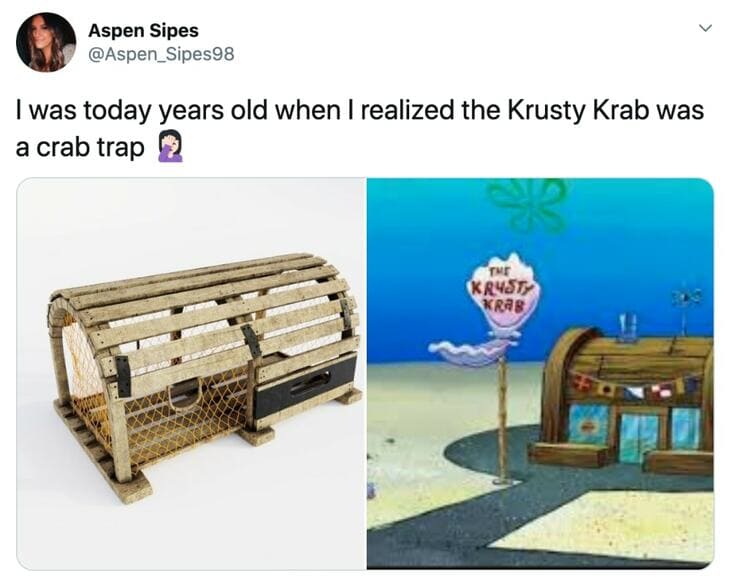 cool fun facts - I was today years old when I realized the Krusty Krab was a crab trap