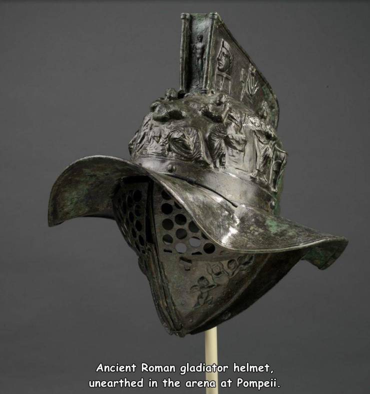 real gladiator helmet - Ancient Roman gladiator helmet. unearthed in the arena at Pompeii.