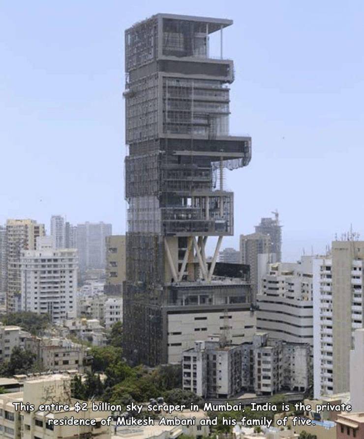 india richest man house - This entire $2 billion sky scraper in Mumbai, India is the private residence of Mukesh Ambani and his family of five.